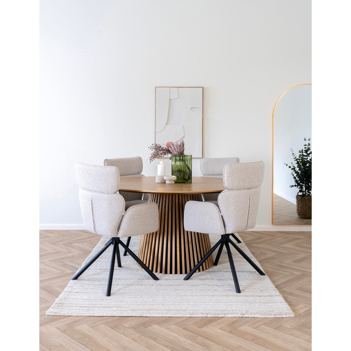 
Tavolo da pranzo rotondo di design „Osakka“ Ø 140 cm - Rovere Naturale