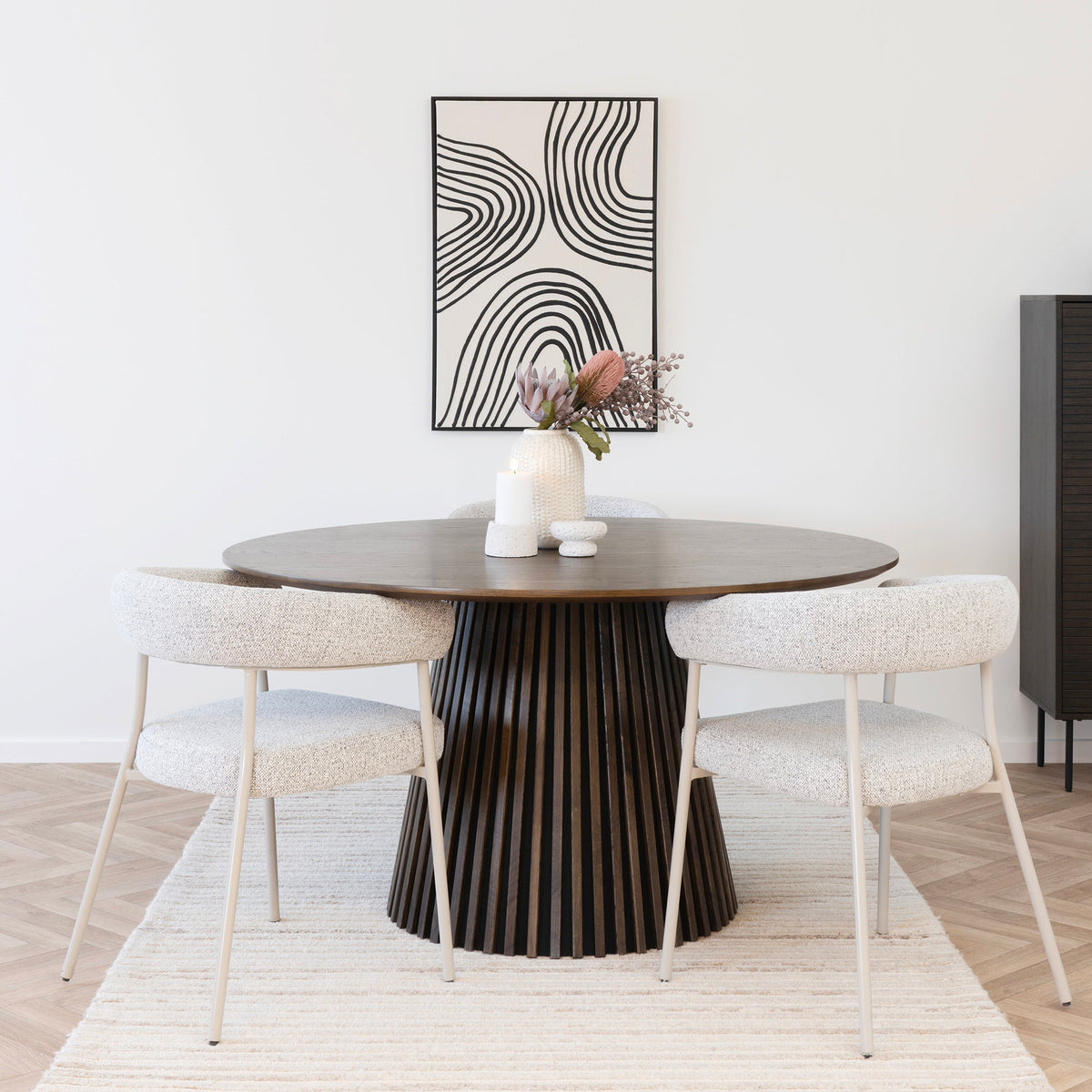 
Tavolo da pranzo rotondo di design „Osakka“ Ø 140 cm - Rovere Marrone scuro