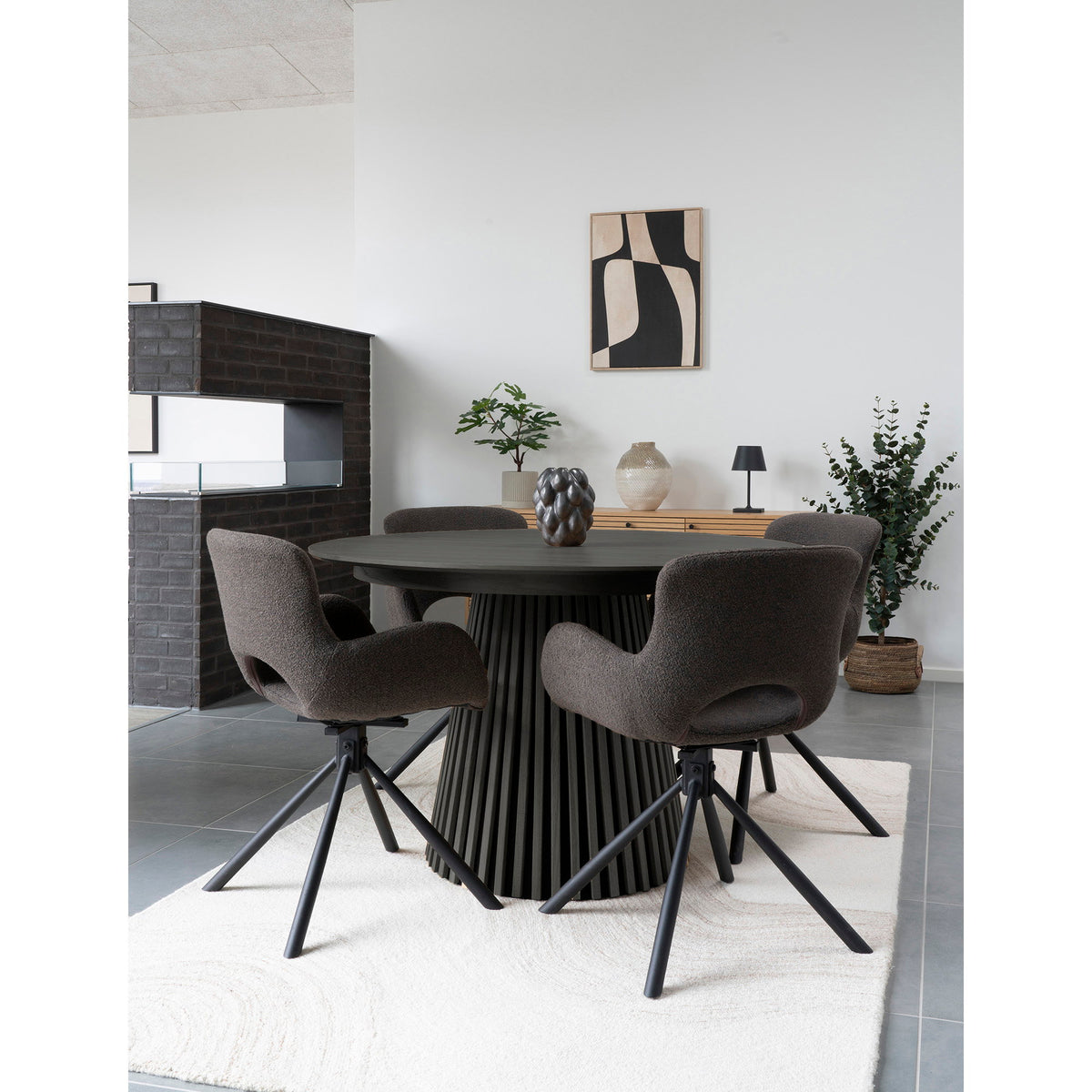 
Tavolo da pranzo rotondo di design „Osakka“ Ø 140 cm - Rovere Nero