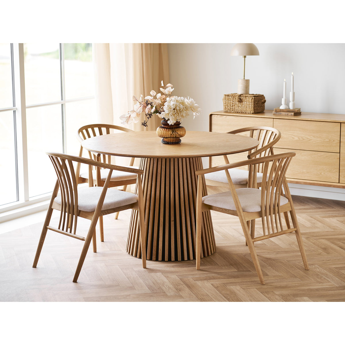 
Tavolo da pranzo rotondo di design „Osakka“ Ø 120 cm - Rovere Naturale