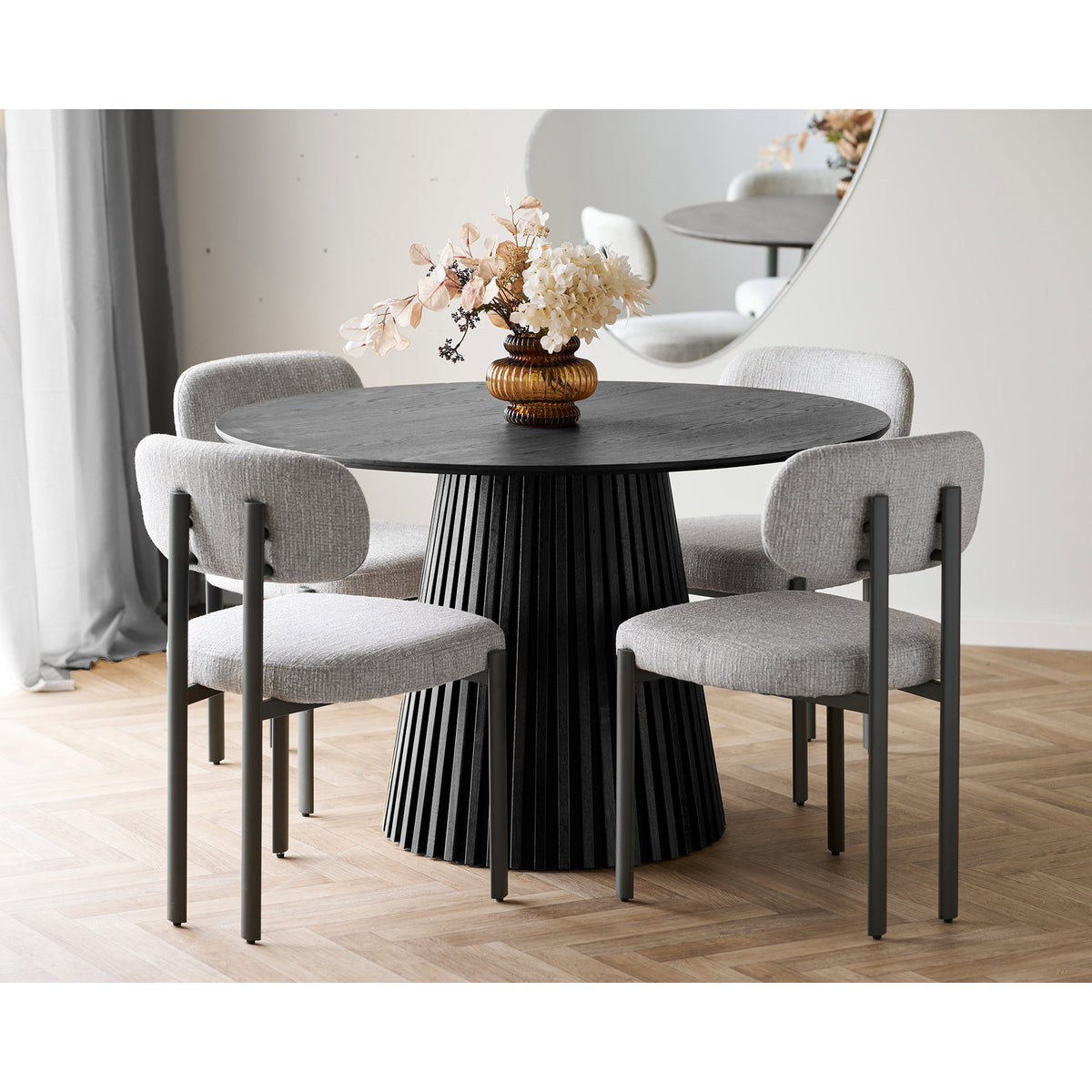 
Tavolo da pranzo rotondo di design „Osakka“ Ø 120 cm - Rovere Nero