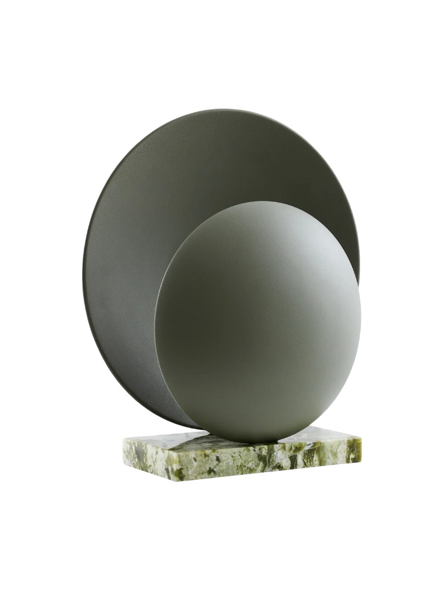 
"Orbit" designer table lamp with marble base - Moss green
