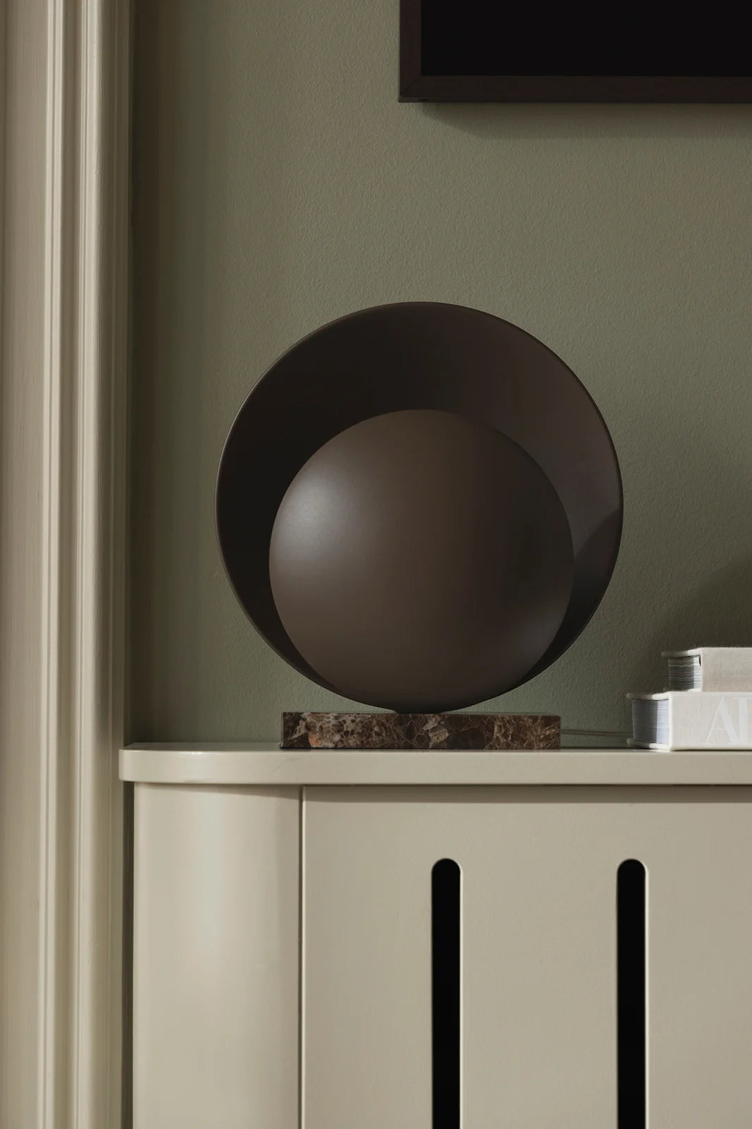 
"Orbit" designer table lamp with marble base - Mocha