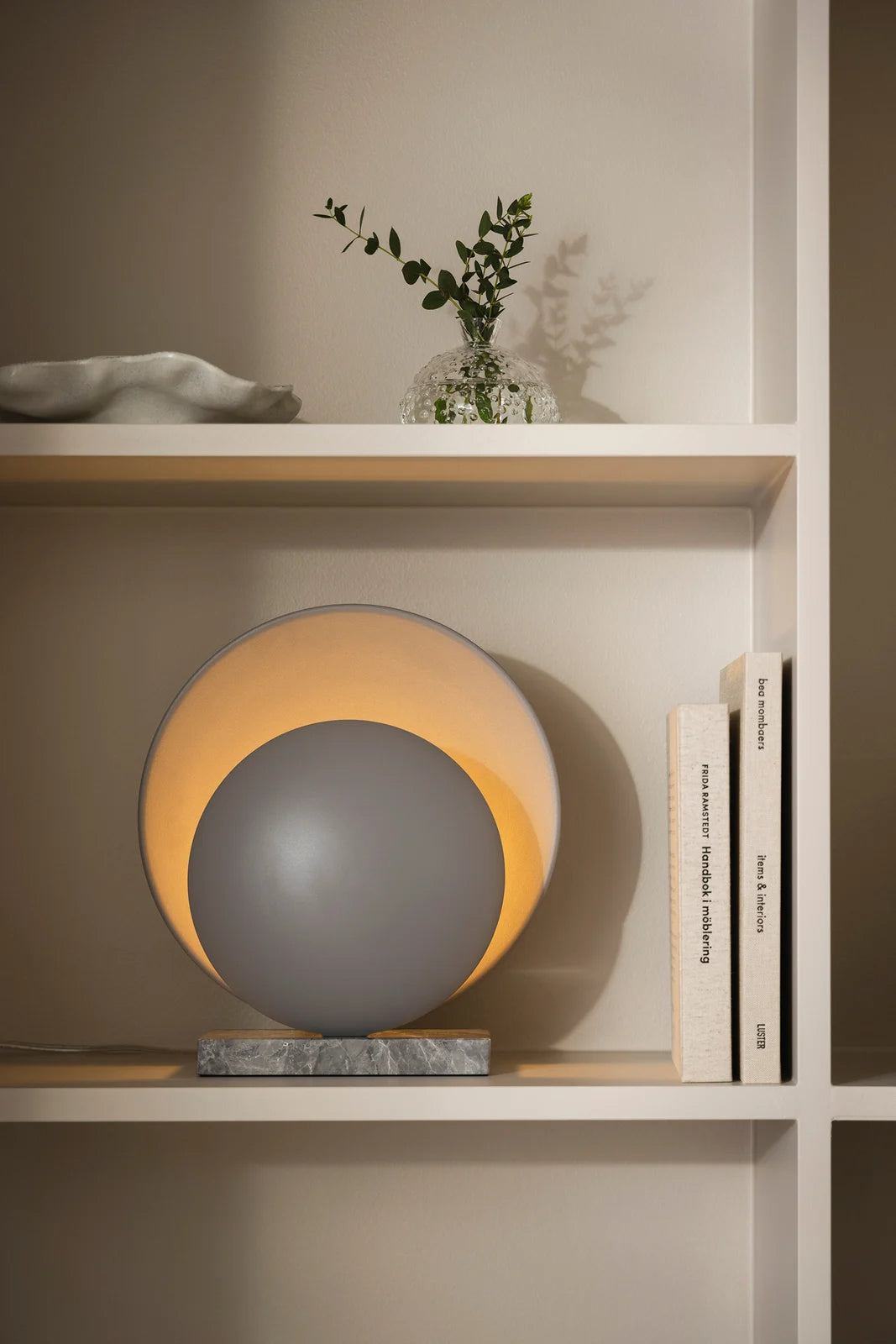 
"Orbit" designer table lamp with marble base - Grey