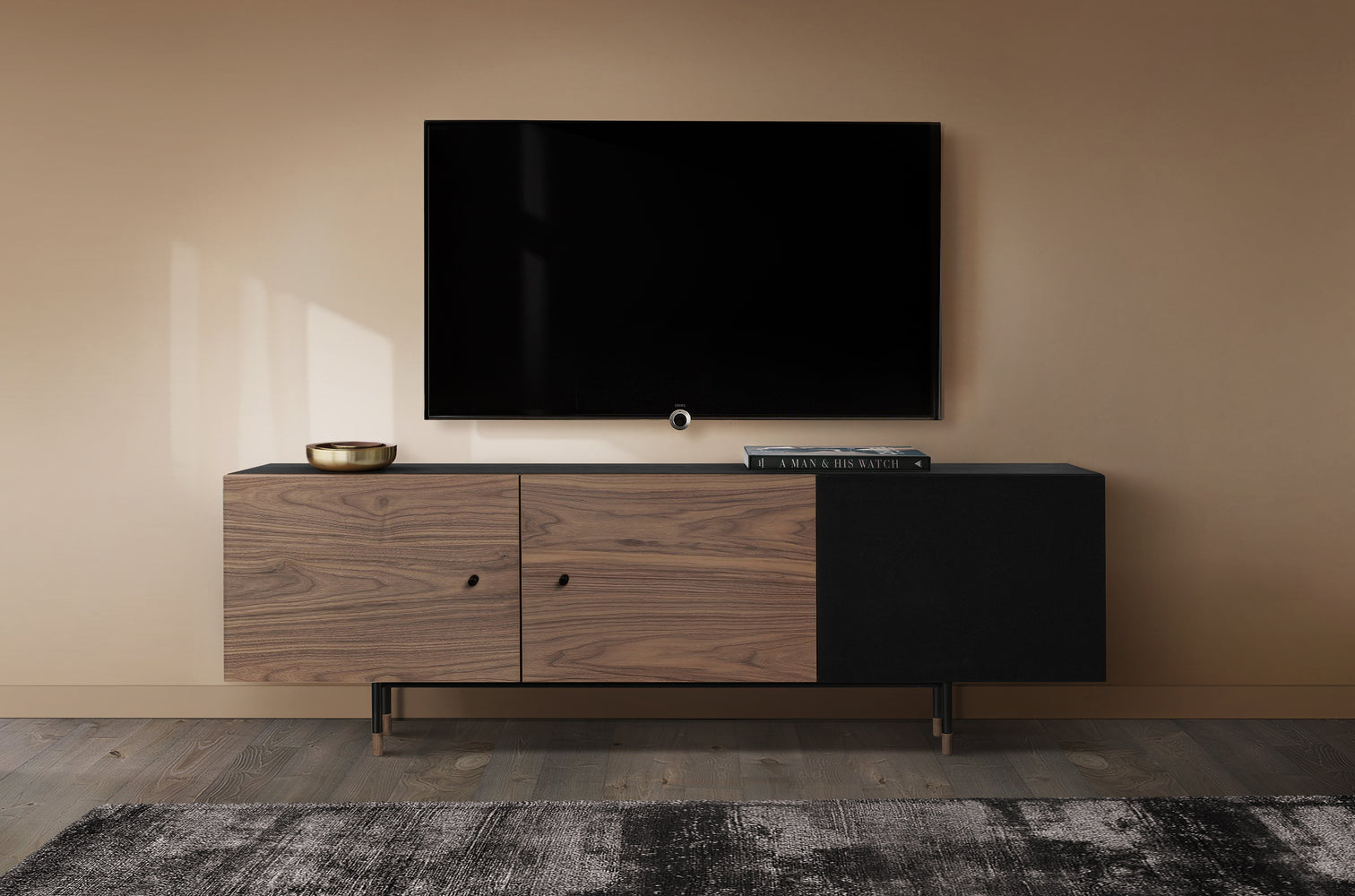 
Modern "Jugend" Lowboard - Nut tree