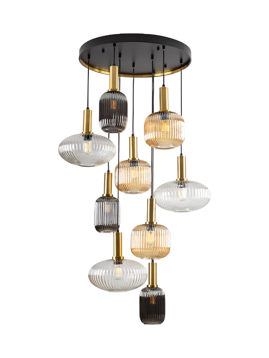 
Suspension design à intensité variable « Norma », 9 lumières - sans télécommande