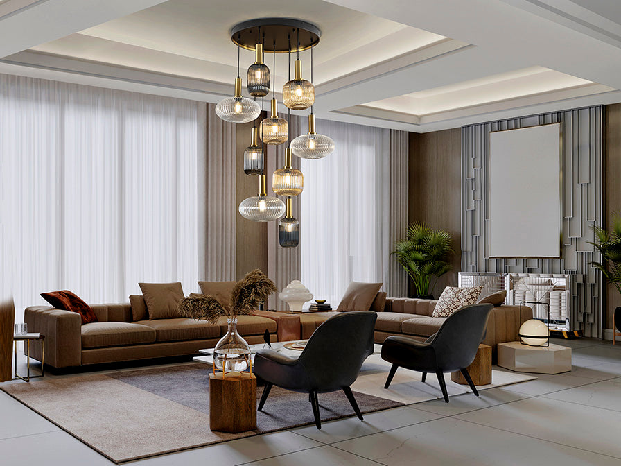 
Dimmbare Design Pendellampe „Norma“, 9-flammig - ohne Fernbedienung
