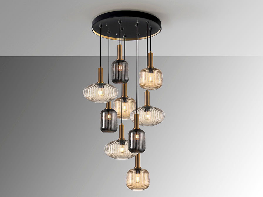 
Suspension design à intensité variable « Norma », 9 lumières - sans télécommande