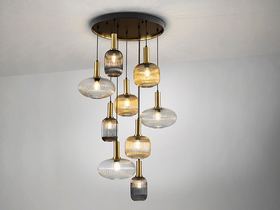 
Suspension design à intensité variable « Norma », 9 lumières - sans télécommande