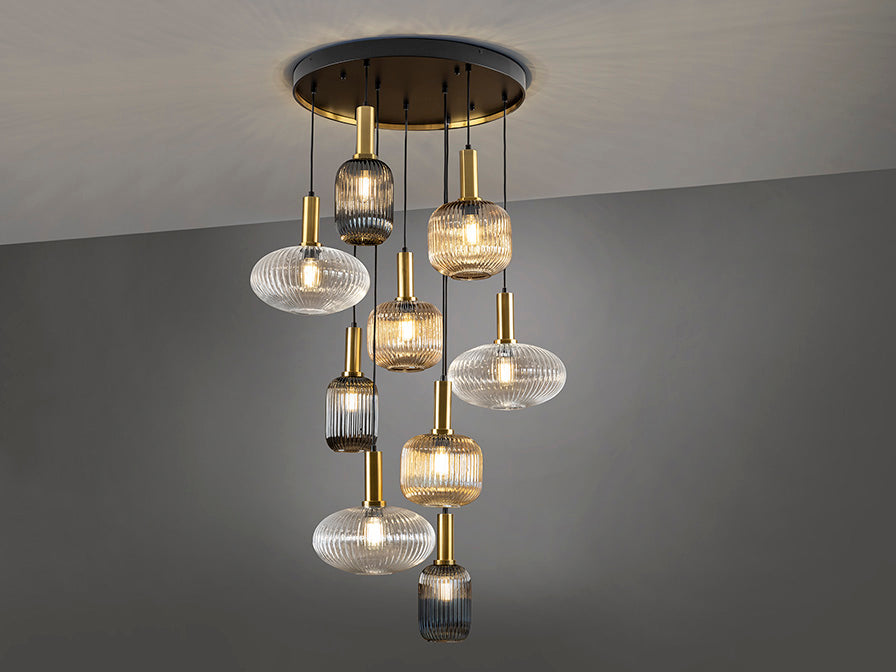 
Suspension design à intensité variable « Norma », 9 lumières - sans télécommande