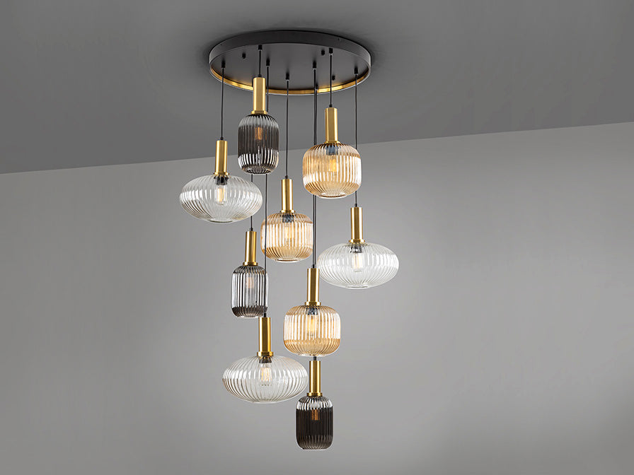 
Suspension design à intensité variable « Norma », 9 lumières - sans télécommande