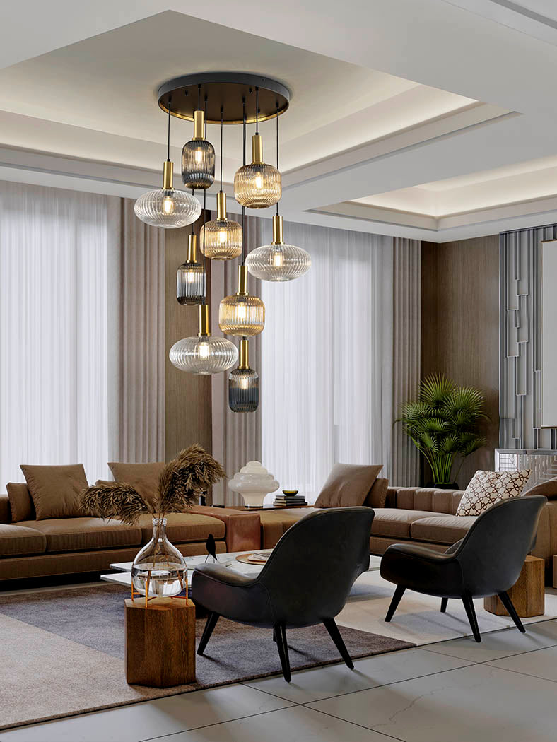 
Suspension design à intensité variable « Norma », 9 lumières - sans télécommande