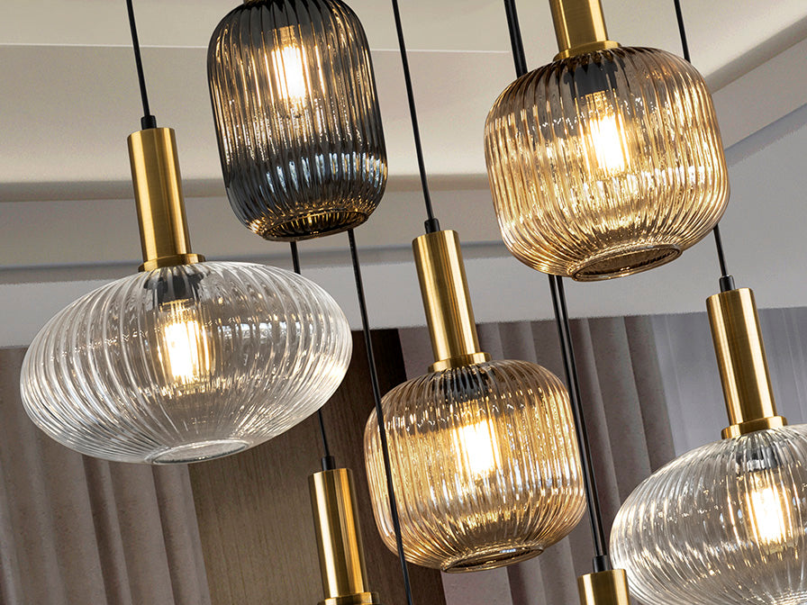 
Suspension design à intensité variable « Norma », 9 lumières - sans télécommande