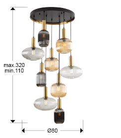 
Suspension design à intensité variable « Norma », 9 lumières - sans télécommande