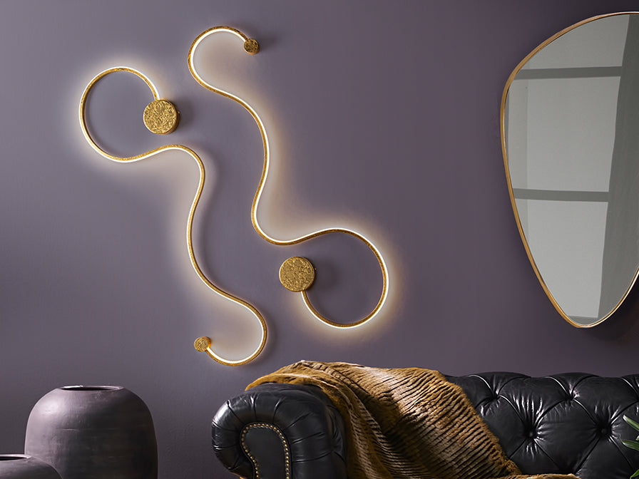 
LED Design Wandlampe „Grafos“ - Blattgold-Finsih