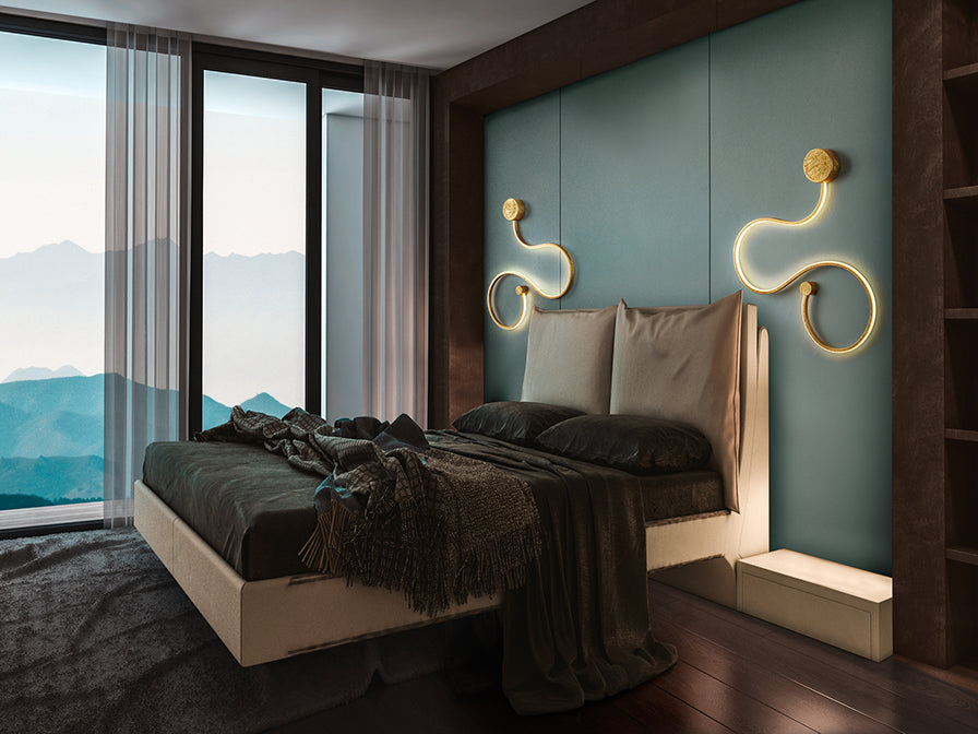 
LED Design Wandlampe „Grafos II“ - Blattgold-Finsih