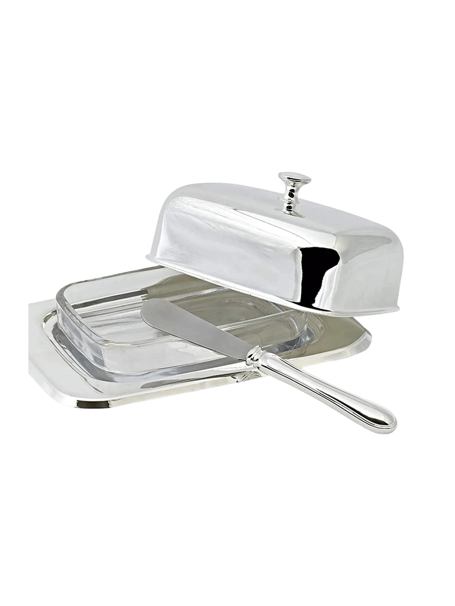 
Premium Butter Dish "Mista" including Butter Knife - elegantly silver-plated and tarnish-protected