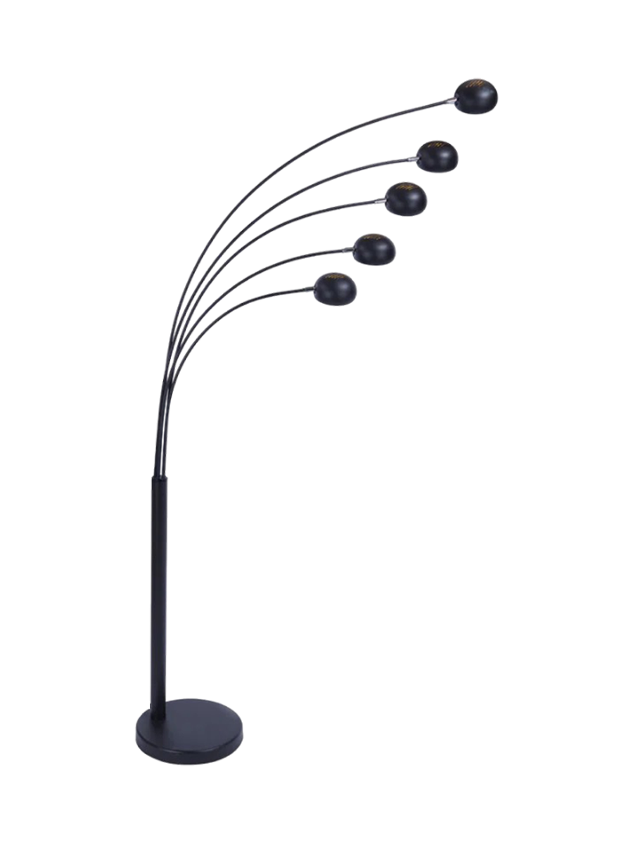 
Lampada da terra flessibile «Five Lights» con base in marmo - Nero