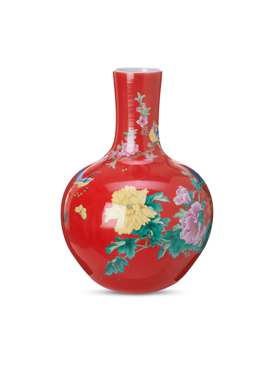 
Grosse Design Vase „Ball Body Birds“ - Rot