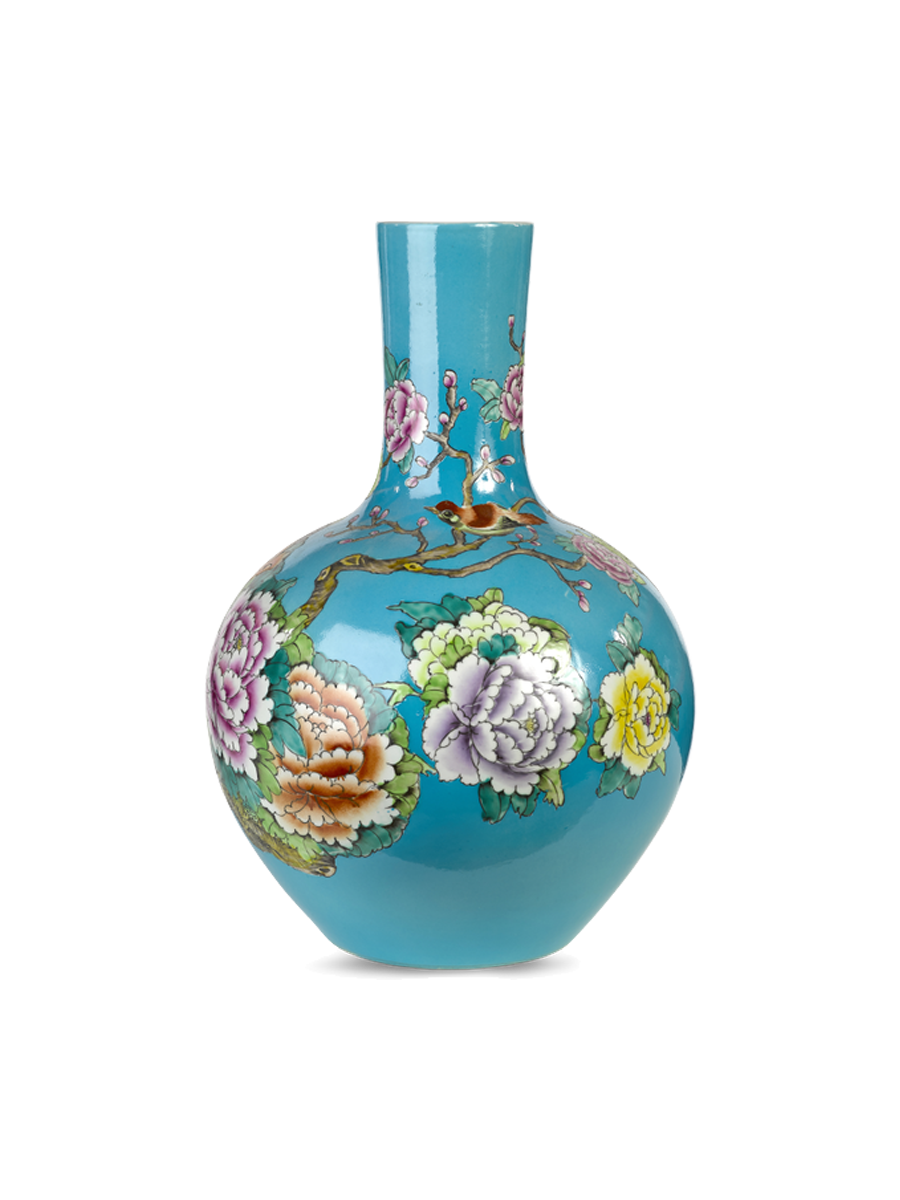 
Grosse Design Vase „Ball Body Birds“ - Blau