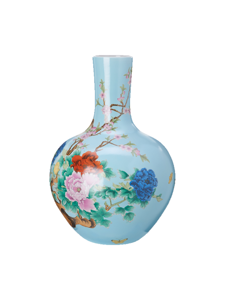 
Grosse Design Vase „Ball Body Birds“ - Blau