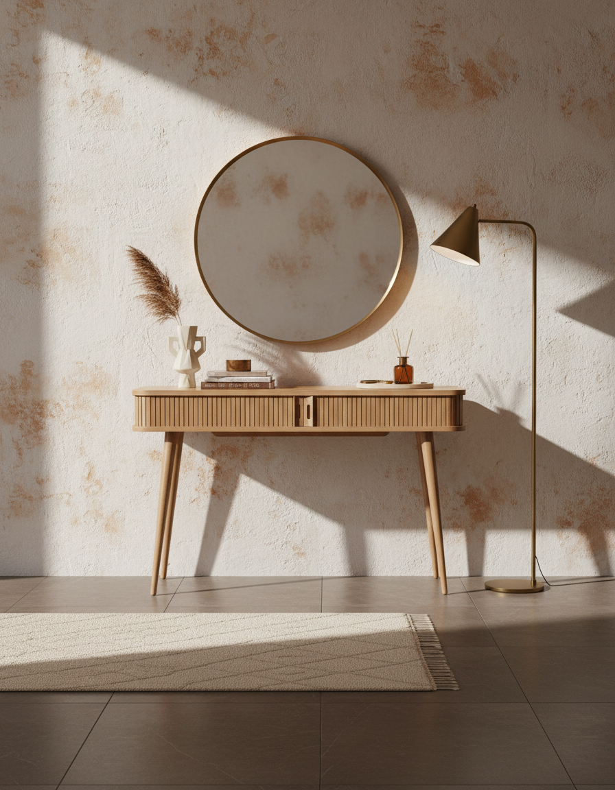 
"Barbier" designer console table - Natural