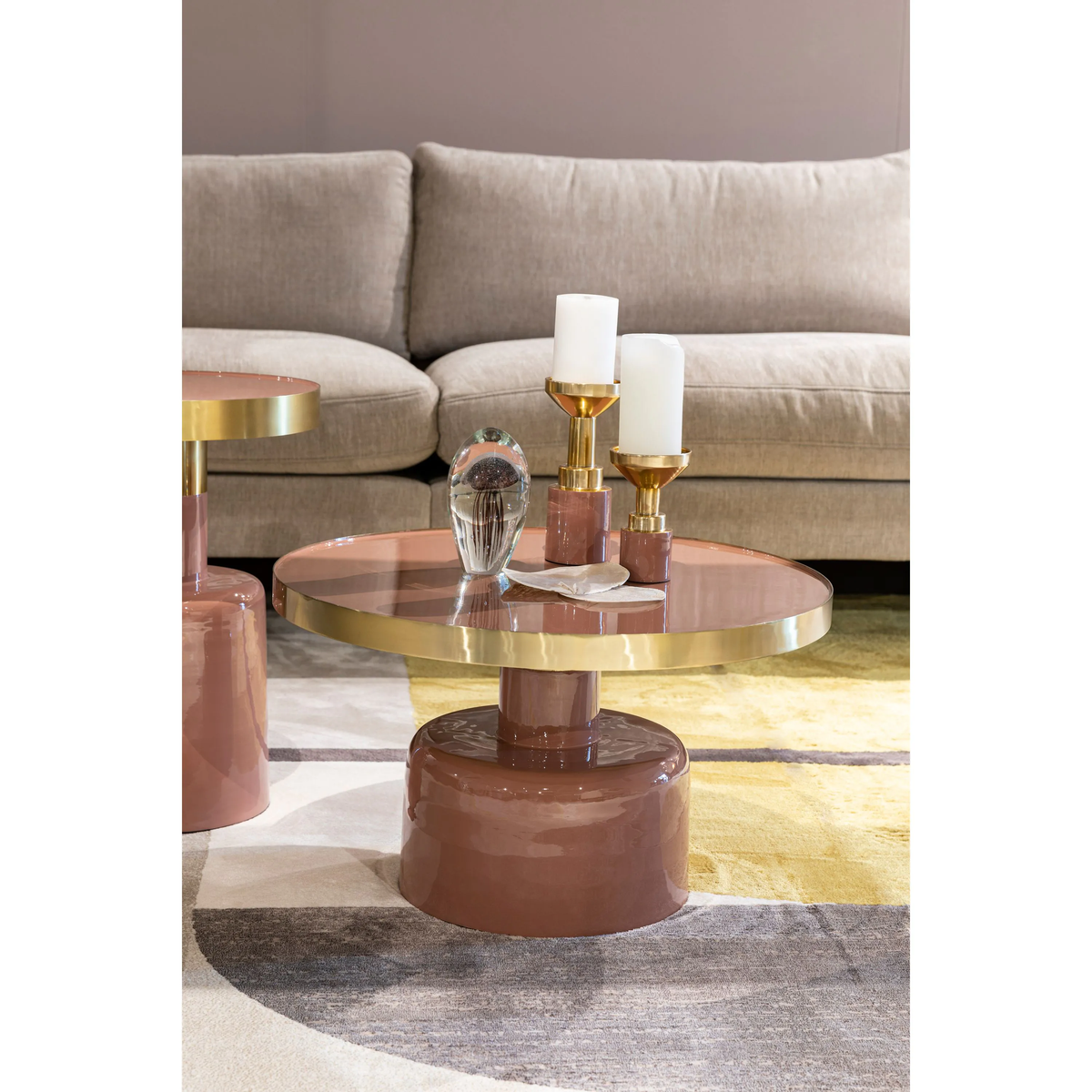
Design Couch- & Beistelltisch „Glam“ Ø 60 cm - Rosa