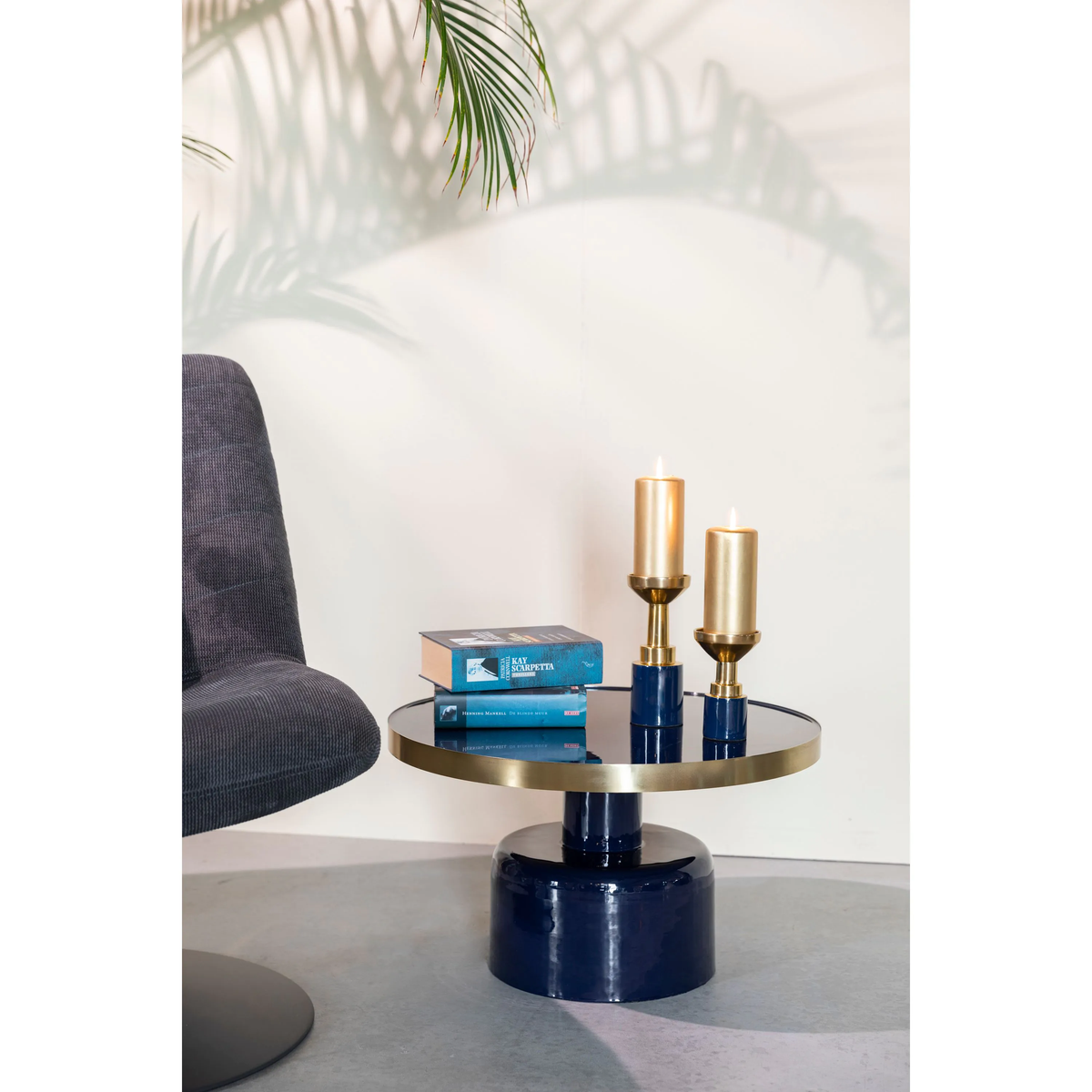 
Design Couch- & Beistelltisch „Glam“ Ø 60 cm - Dunkelblau