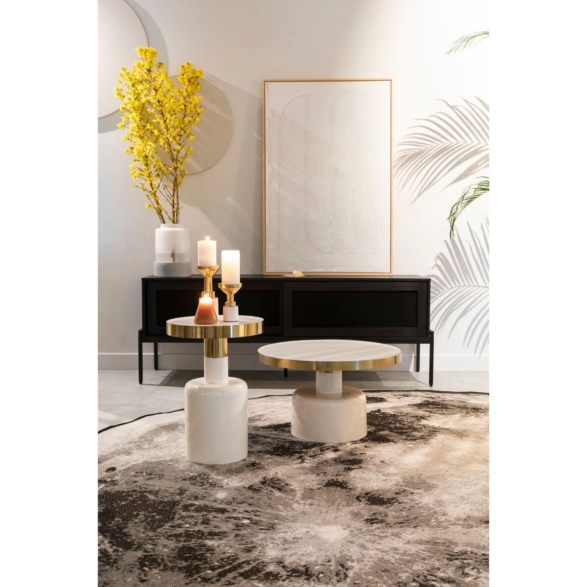 
Design Couch- & Beistelltisch „Glam“ Ø 60 cm - Weiss