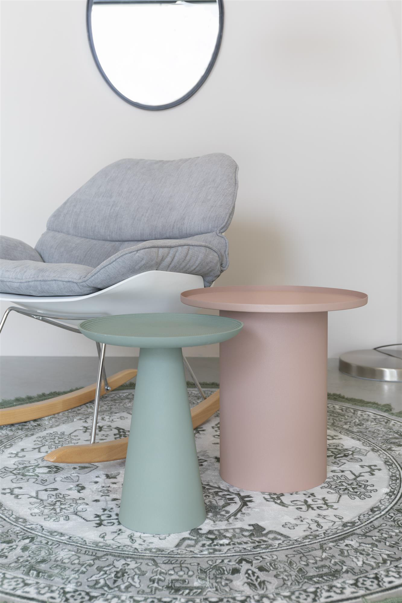 
Round Designer Side Table "Ringar", various sizes - Pastel pink / Ø 39.5 x height 45.5 cm