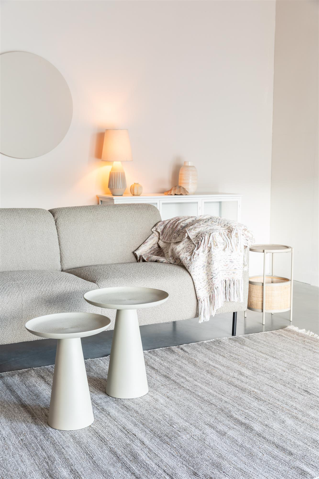 
Round Designer Side Table "Ringar", various sizes - Ivory / Ø 39.5 x height 45.5 cm