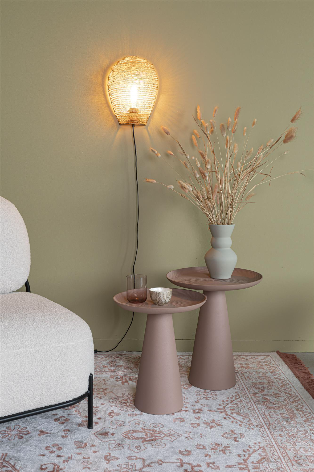 
Round Designer Side Table "Ringar", various sizes - Pastel pink / Ø 34.5 x Height 41.5 cm