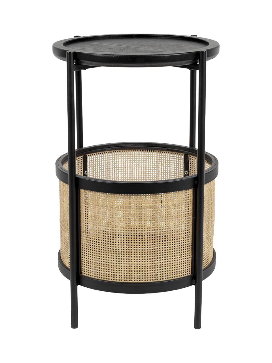 
Round Designer Side Table "Makoto" - Black / Natural