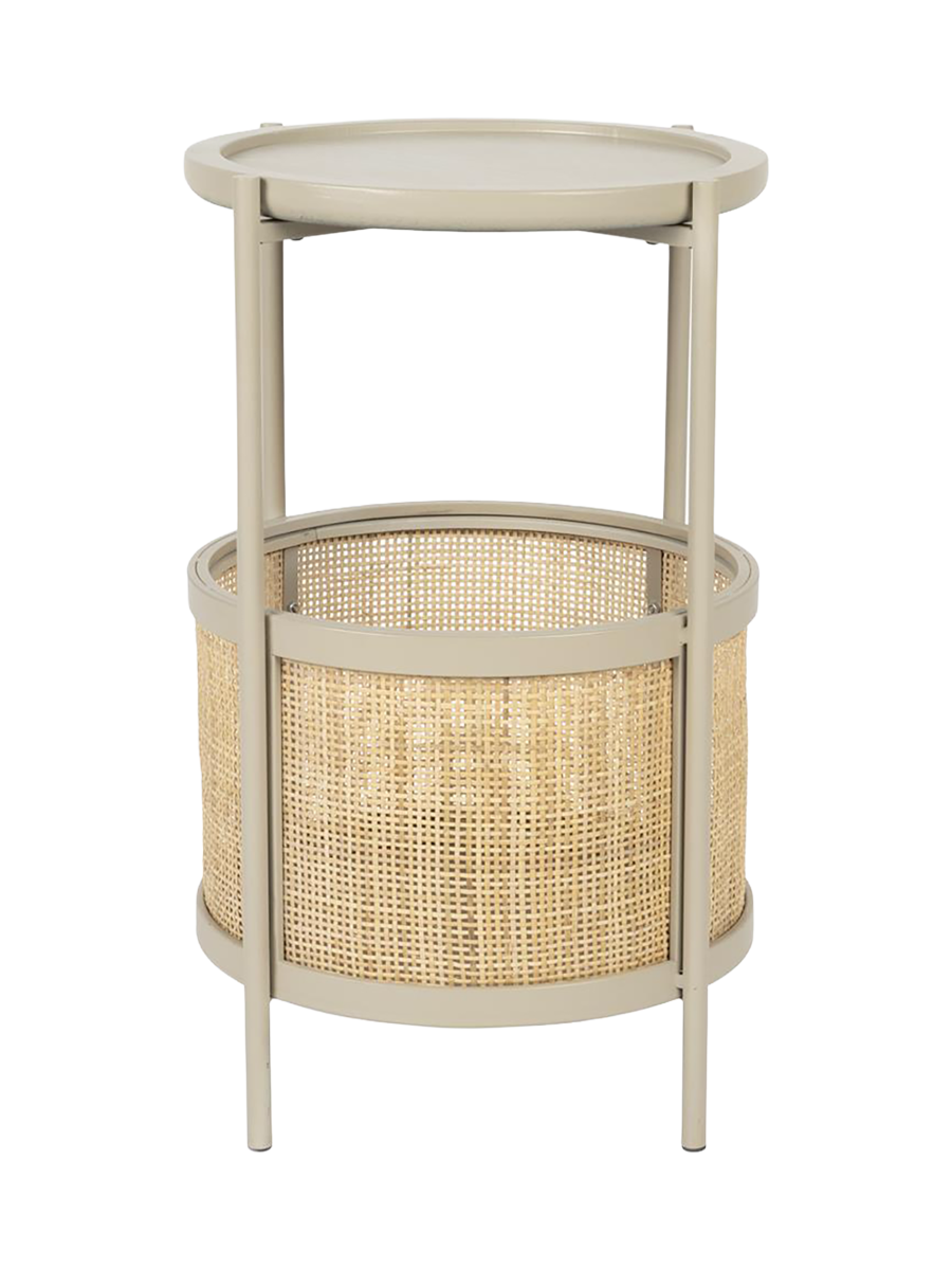 
Round Designer Side Table "Makoto" - Beige / Natural