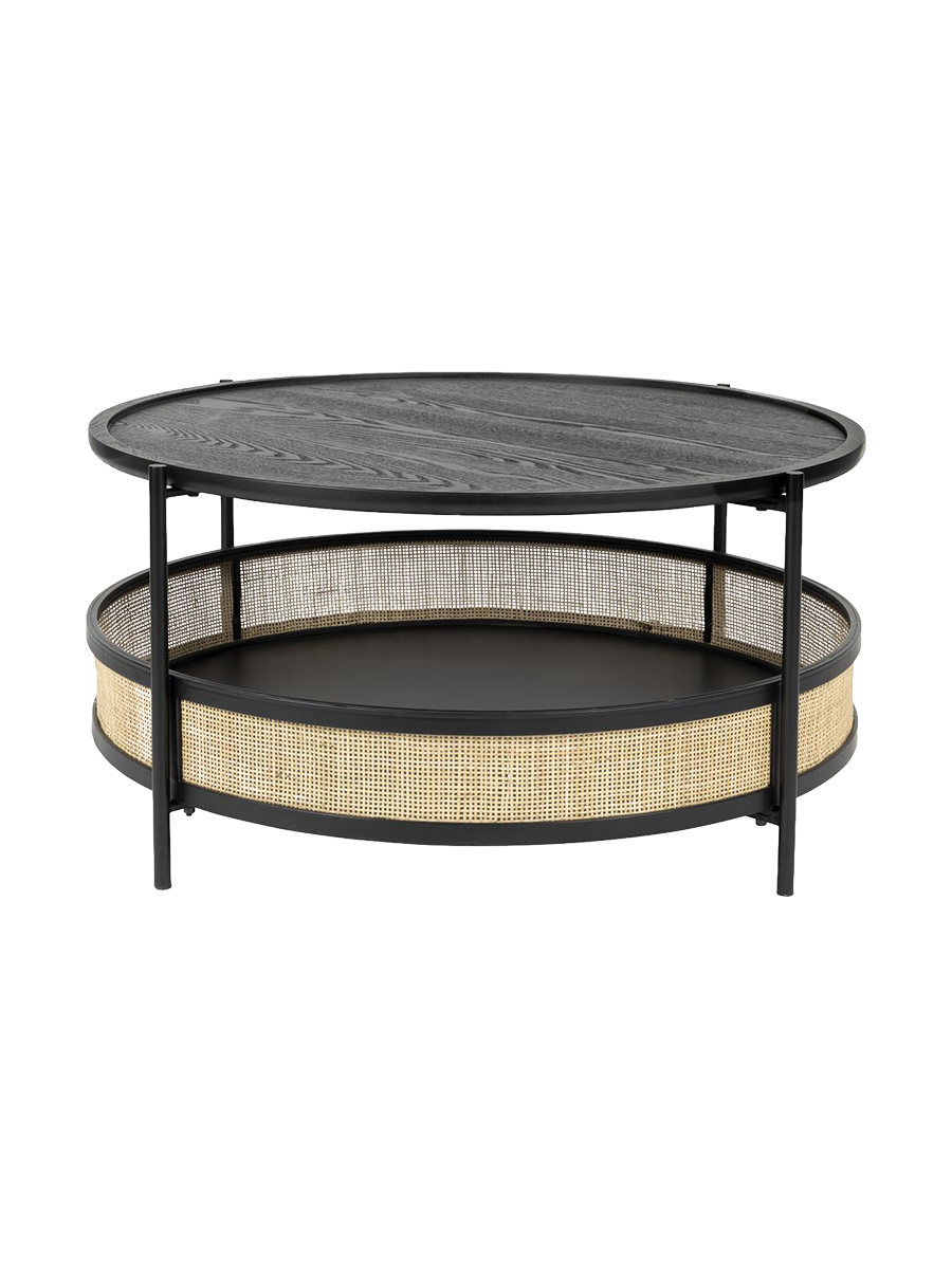 
Runder Design Couchtisch „Makoto“ Ø 80 cm - Schwarz / Natural