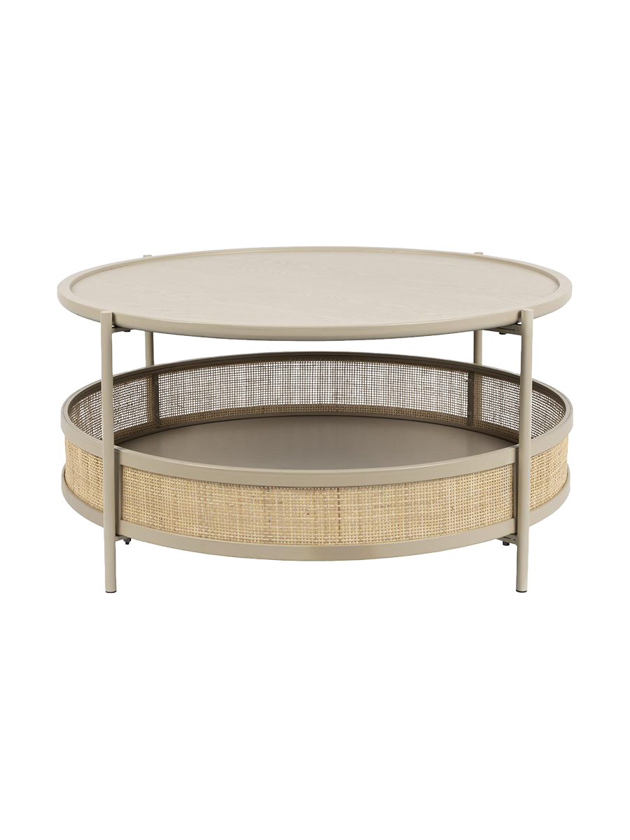
Runder Design Couchtisch „Makoto“ Ø 80 cm - Beige / Natural
