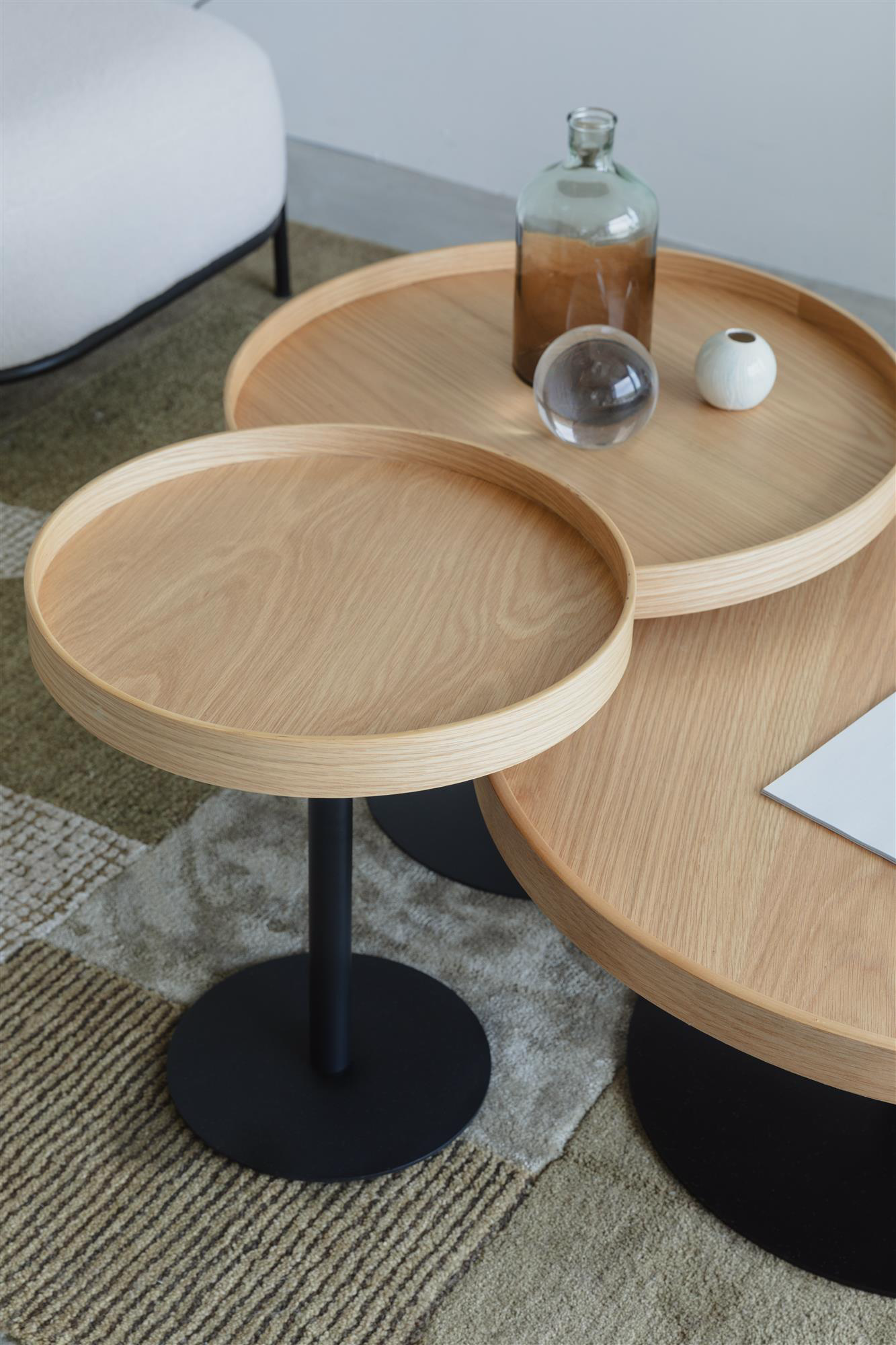 
Round Designer Side Table "Yuri", Various Sizes - Natural / Ø 70 x Height 35 cm