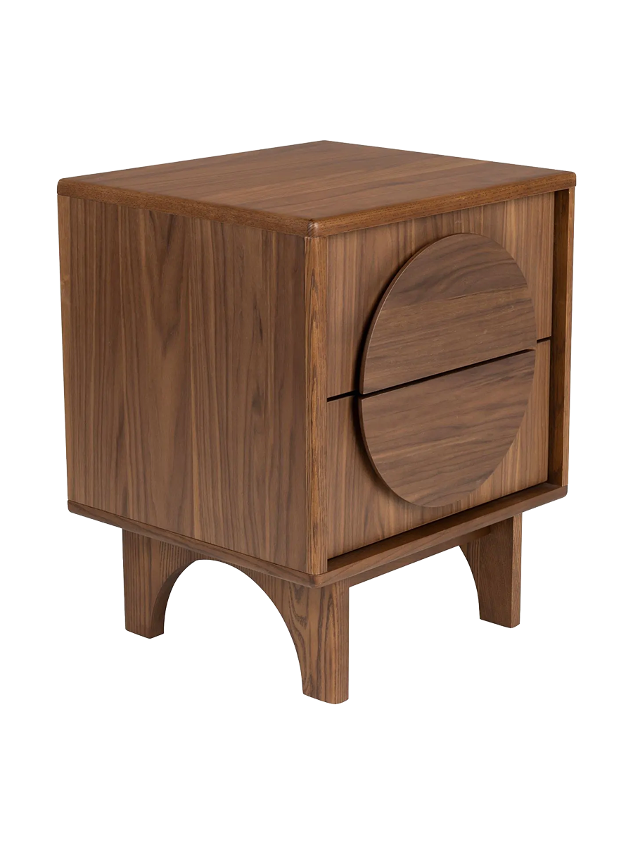 
Solid Wood Design Side Table & Nightstand "Groove" - Nut tree