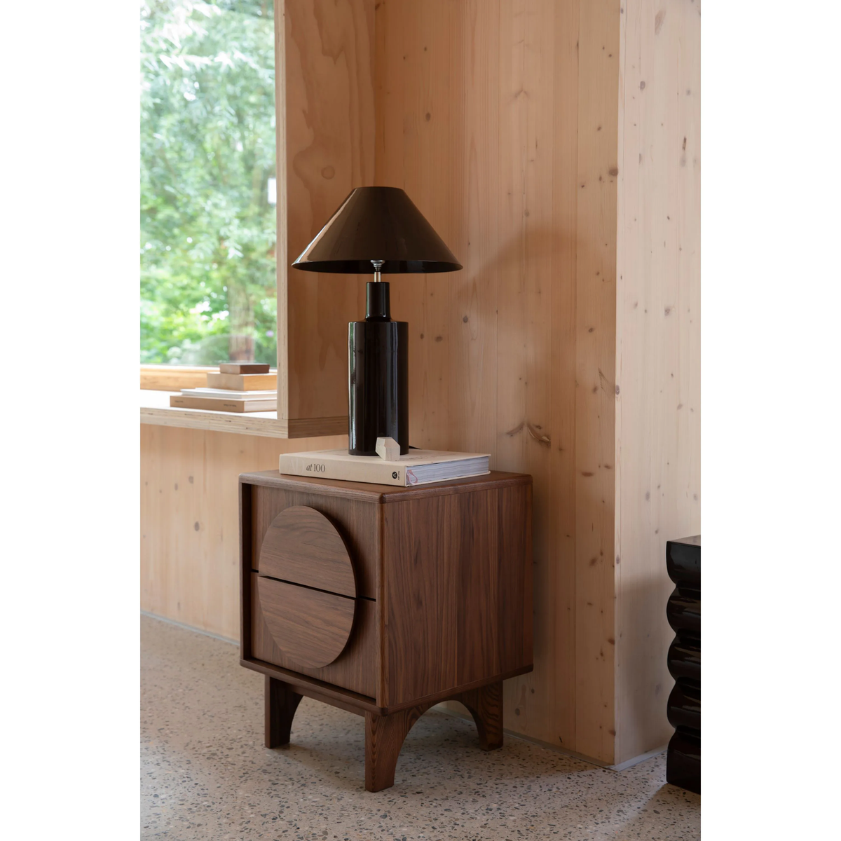 
Solid Wood Design Side Table & Nightstand "Groove" - Nut tree