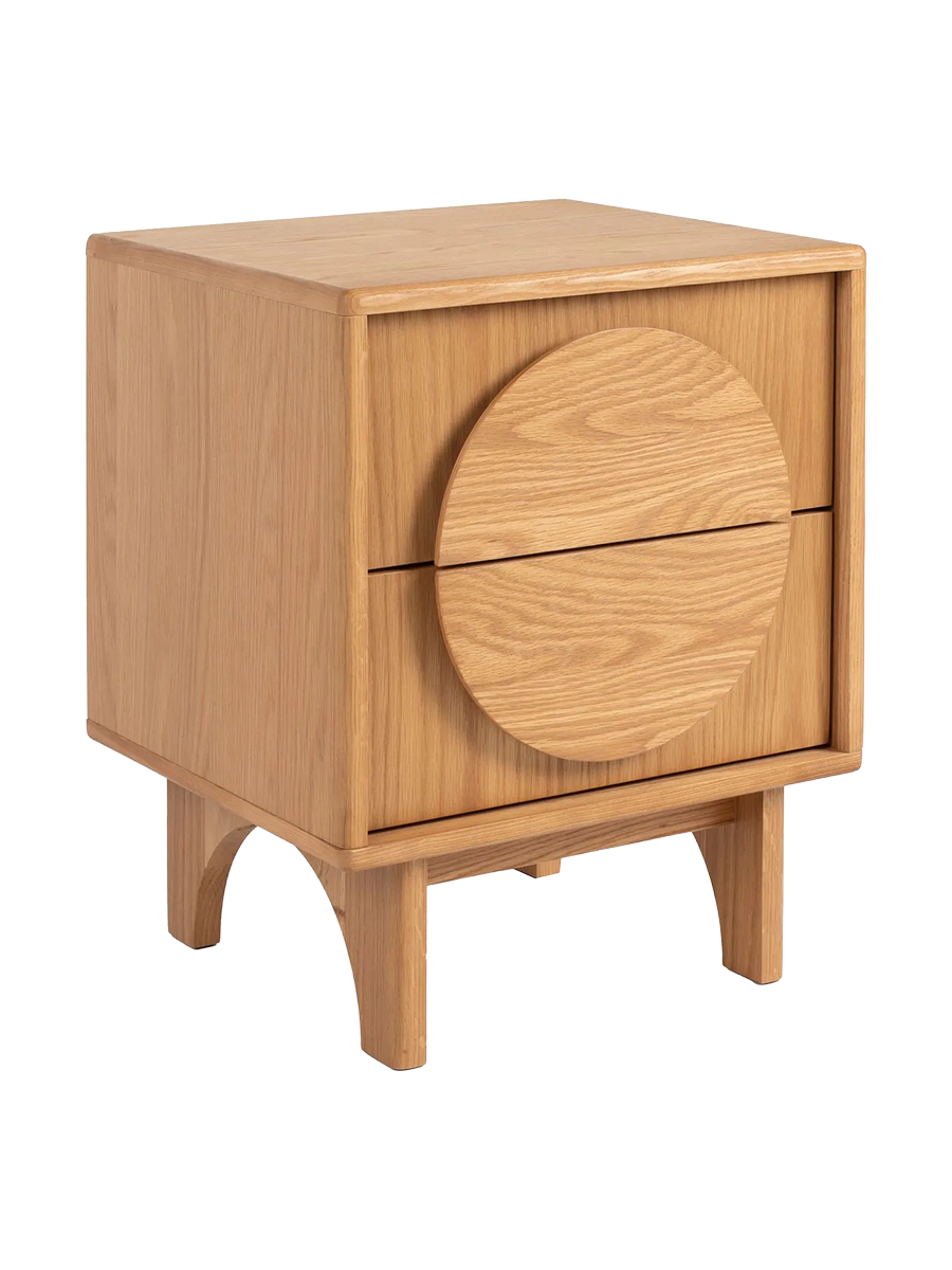 
Solid Wood Design Side Table & Nightstand "Groove" - Natural