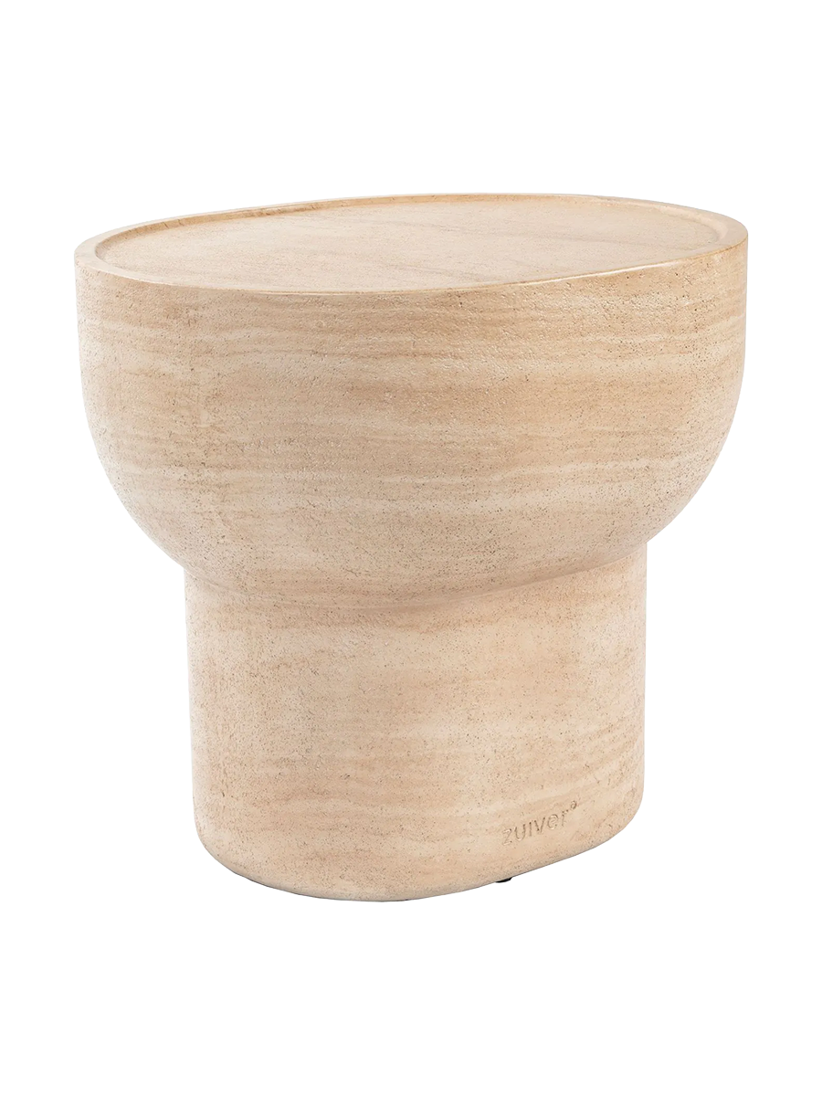 
"Noble Pill" Cement In/Outdoor Side Table - Oval