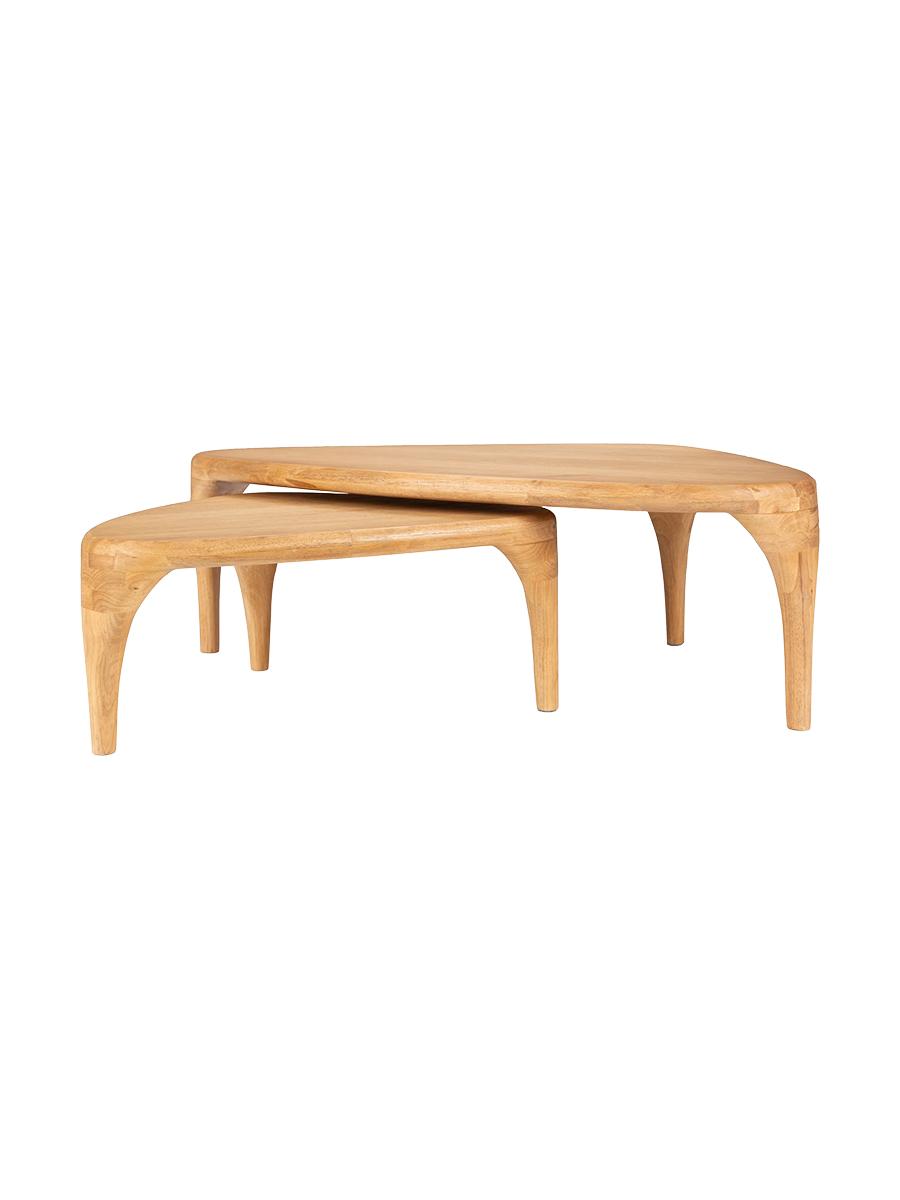 
Massivholz Design Couchtisch Set „Ilsa“ (2 Stück) - Natural
