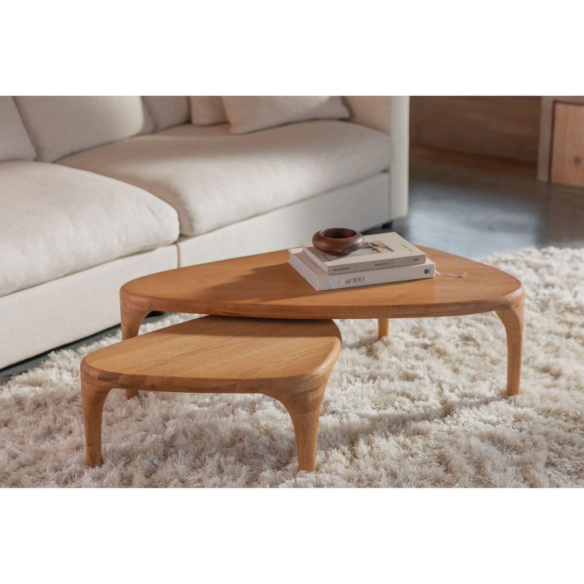
Massivholz Design Couchtisch Set „Ilsa“ (2 Stück) - Natural