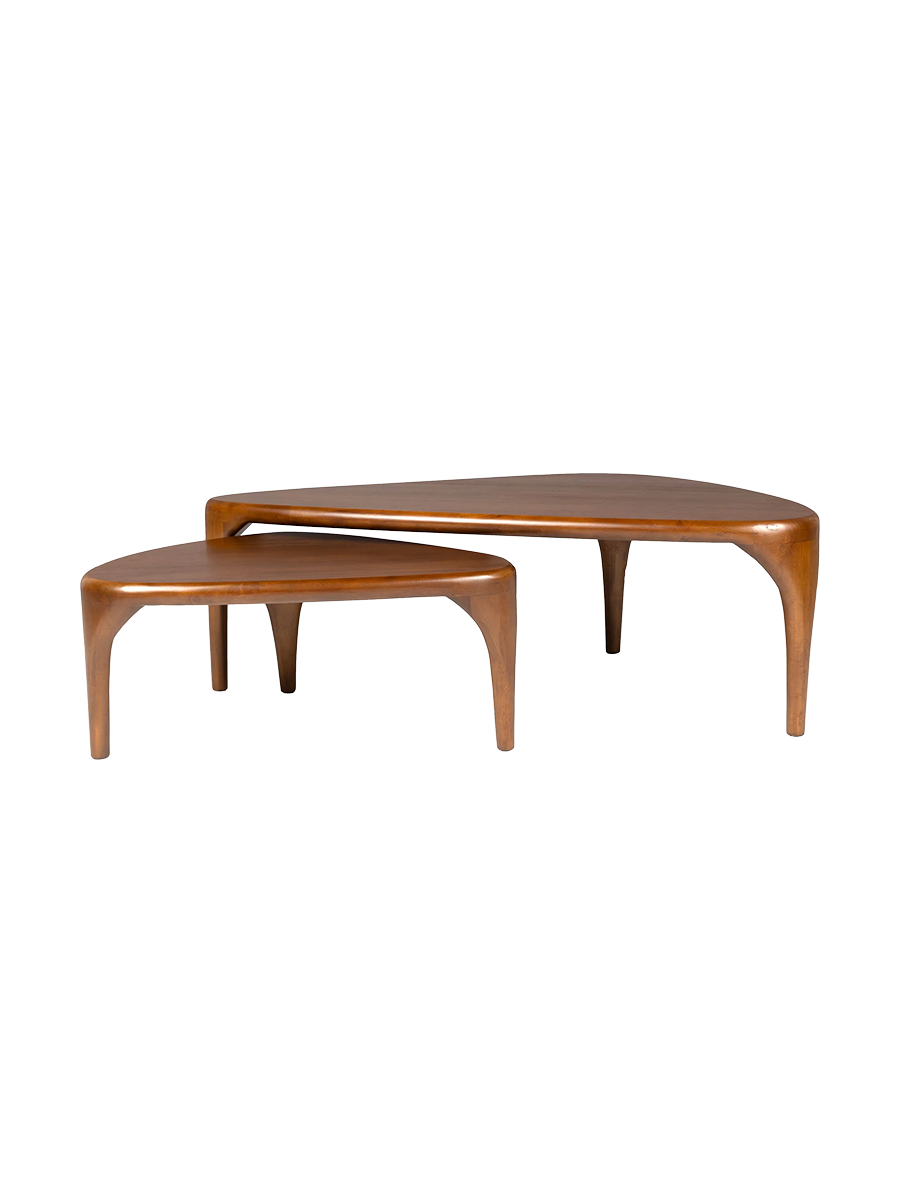 
Massivholz Design Couchtisch Set „Ilsa“ (2 Stück) - Nussbaum