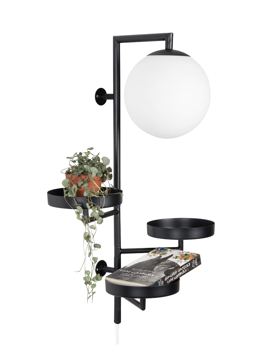 
Design Wandlampe und Eckregal „Astoria“ - Schwarz