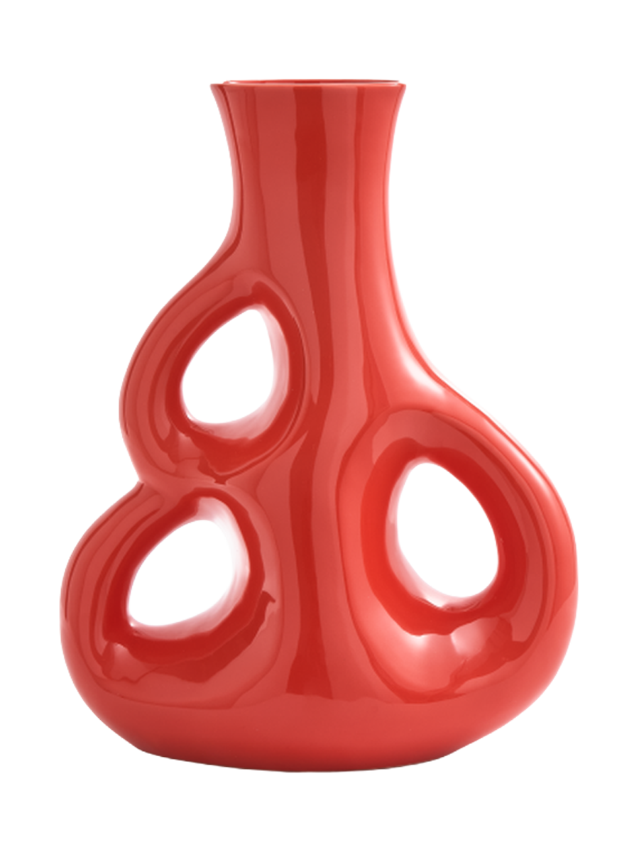 
Large "Three Ears" Design Vase - Red