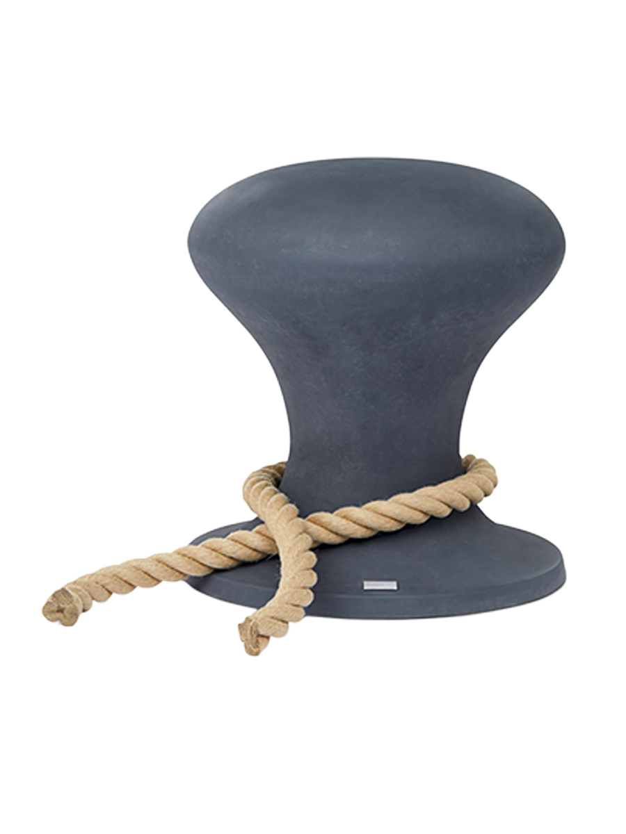 
Design Hocker „Hamburger“ mit Segeltau - Grau matt