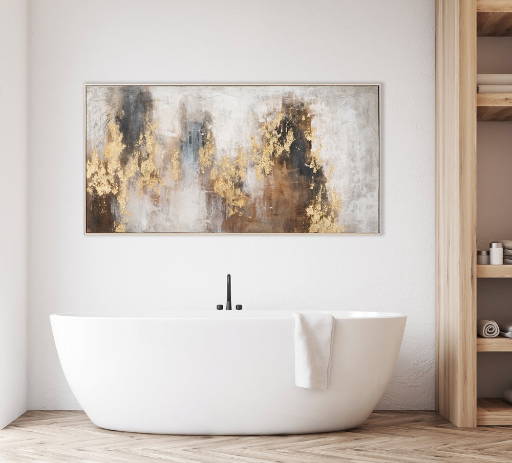 
Handgemaltes Bild „Abstrakt Brown & Gold“ 72 x 142 cm