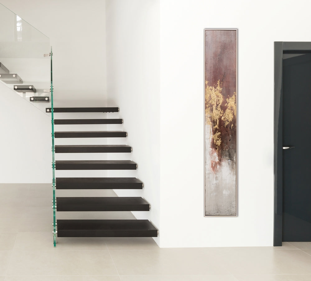 
Handgemaltes Bild „Slim Rosa & Gold II“ 27 x 152 cm
