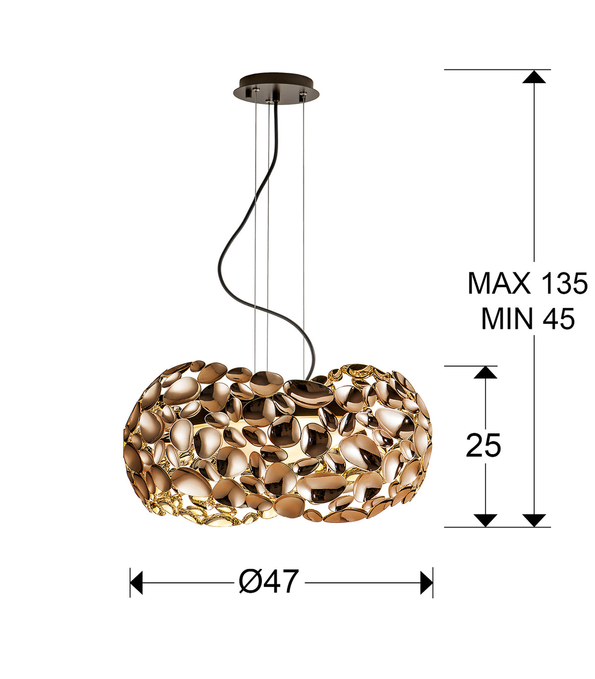 
Dimmable LED designer pendant light “Narisa” - Rose Gold